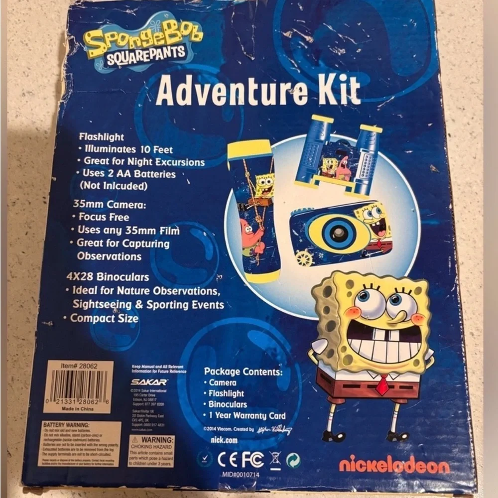 RARE SpongeBob Adventure Kit 3 Pc Set Camera Binoculars Flashlight Nickelodeon